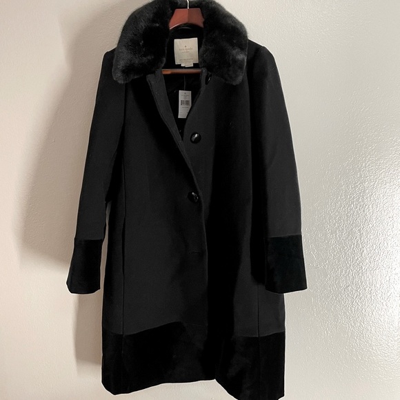 Kate Spade ♠️ NY velvet trim wool coat